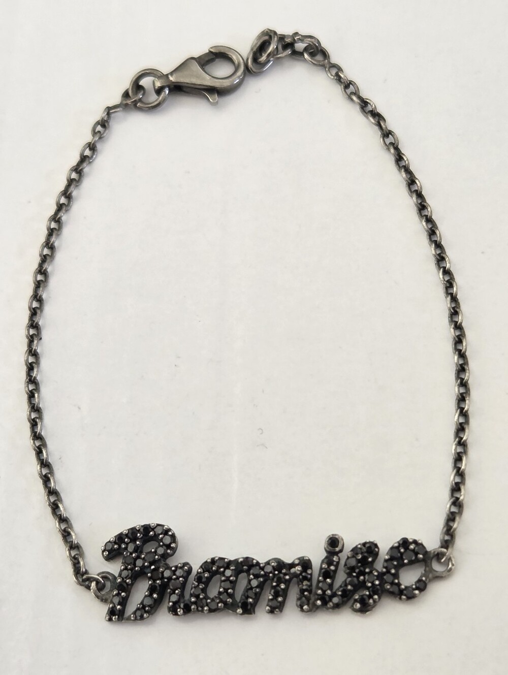 925 Sterling Silver Promise Script Name Bracelet in Black